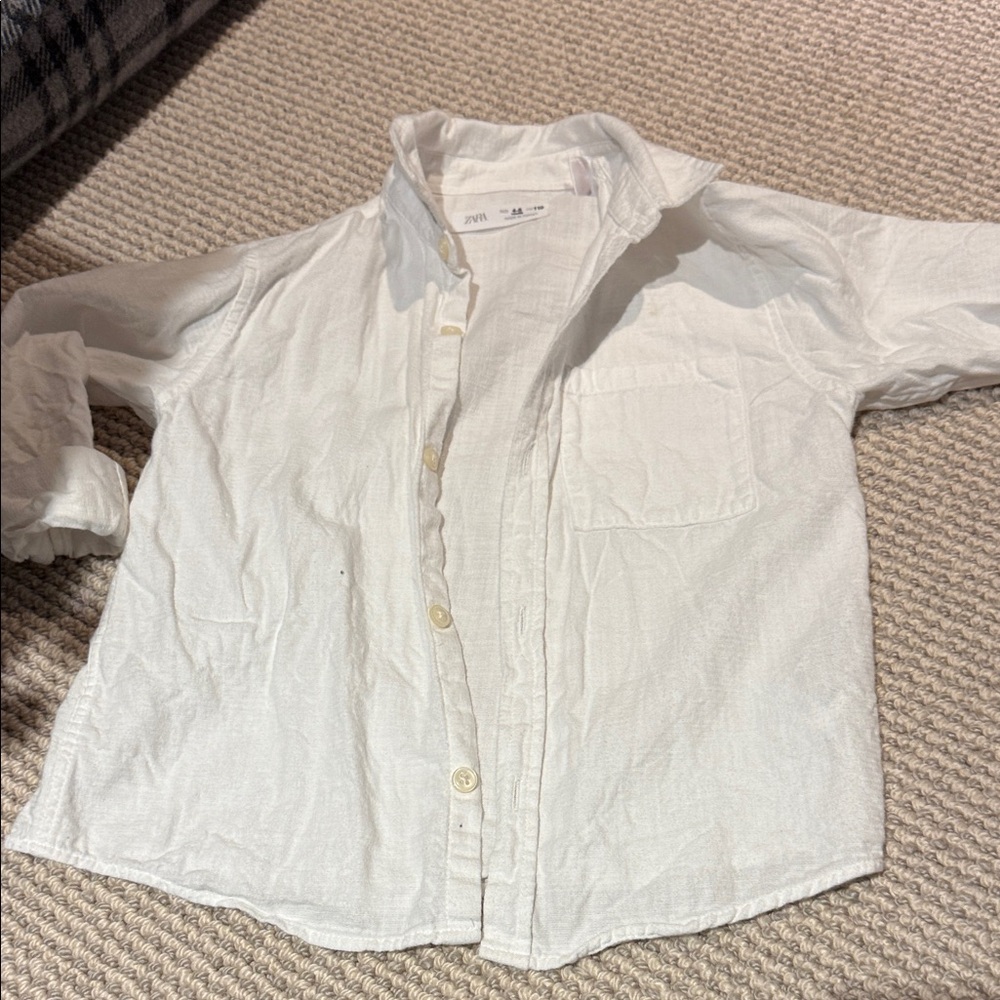 Zara Cream Button-Up Shirt